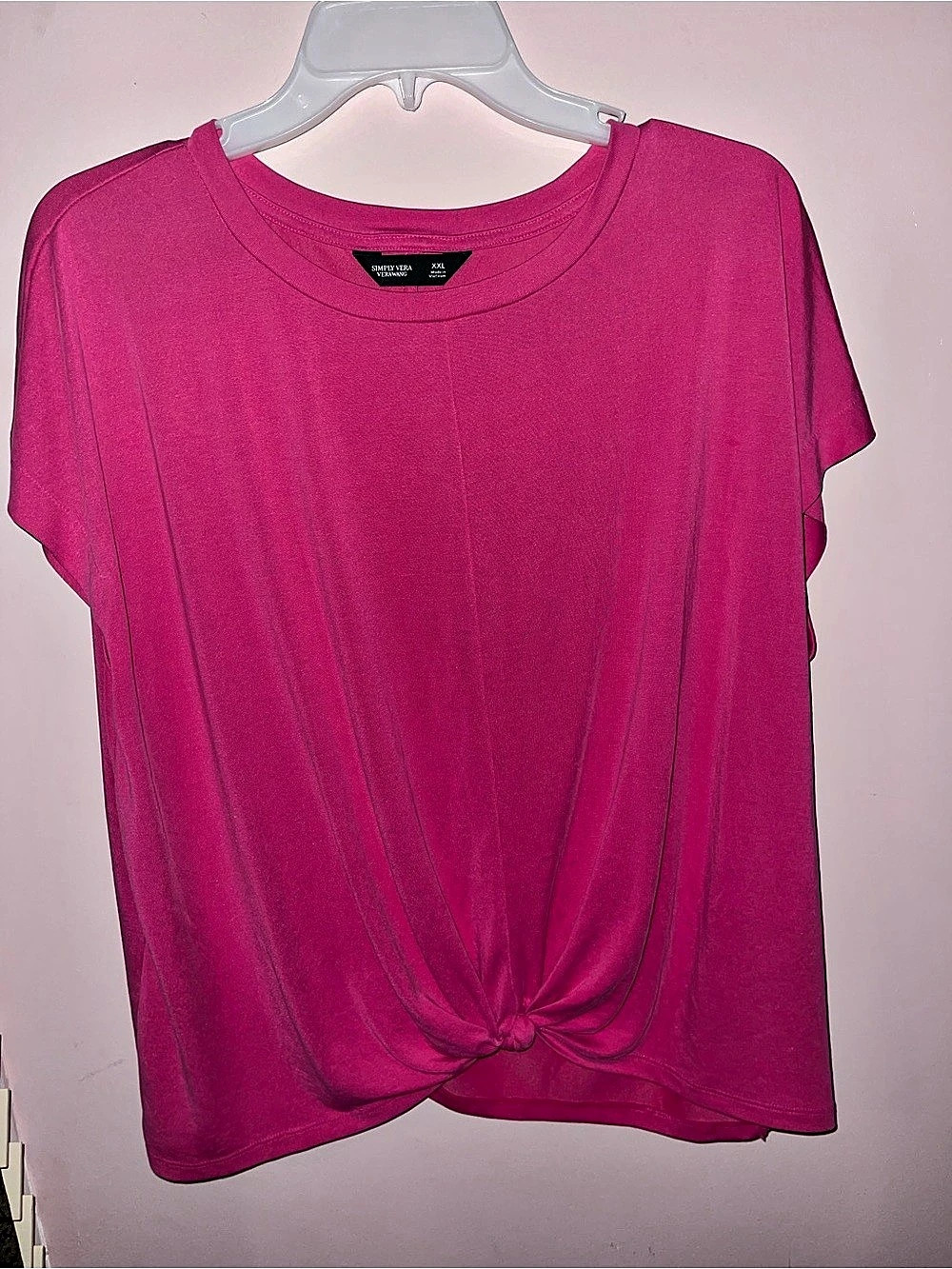Simply Vera Wang Tie Front Top Pink XXL